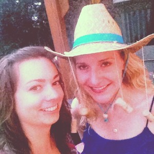 Nina and I at her goodbye party. And yes, she is wearing a hat with wine corks :)